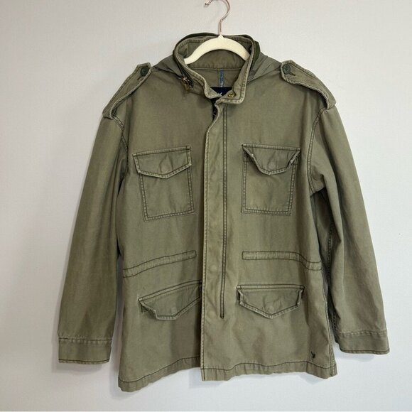 American Eagle Outfitters Green Utility Cotton Cargo Military Jacket Size Large - Picture 2 of 8
